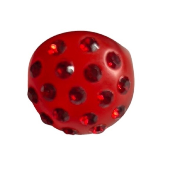 Red Rhinestone Lucite Dome Ring Size 7 - Picture 2 of 7
